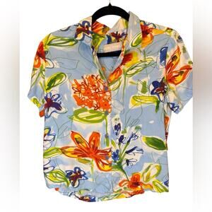 Vtg Jams World Hawaii Tropical Colorful Floral Shirt M Vaca Boho Retro Resort